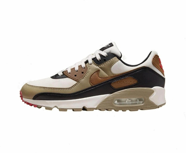 Men's Running weapon Air Max 90 Black/Tan/White Shoes 0116